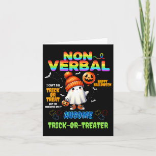 Non-verbyl Ausome Trick-or-treater Halloween Autis Card