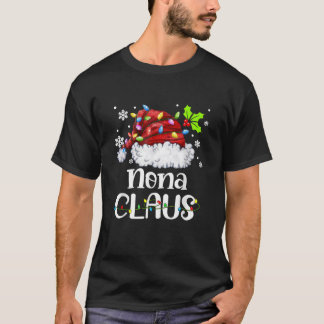 Nona Claus Santa Hat Christmas Light Xmas Family  T-Shirt