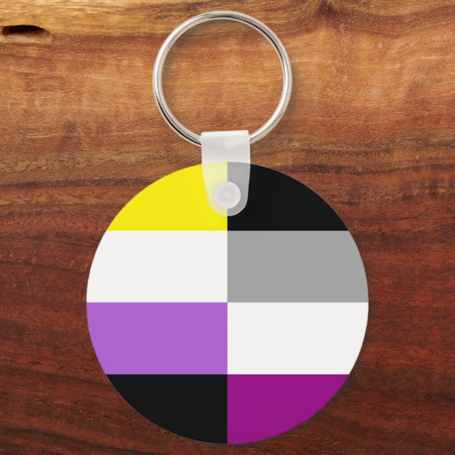 Nonbinary Asexual Dual Pride Flag Key Ring (Front)