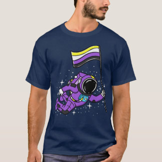 Nonbinary Astronaut In Space Nonbinary Pride  T-Shirt