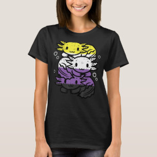 Nonbinary Axolotl Pile Non Binary Enby Lgbtq Men W T-Shirt