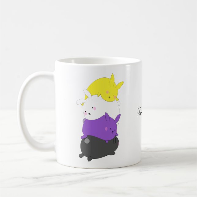 Nonbinary Bunny Rabbit Coffee Mug (Left)