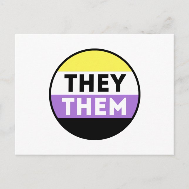 Nonbinary Button Pronouns - They Them Postcard (Front)