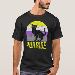 Nonbinary Cat Flag Lgbtq Pride Month Vintage Retro T-Shirt