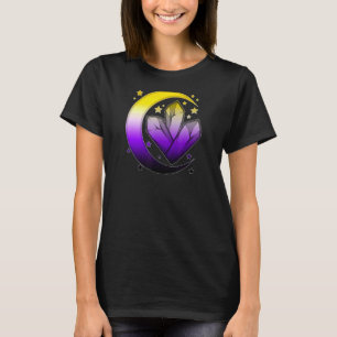 Nonbinary Celestial Spiritual Enby Pride Moon Boho T-Shirt