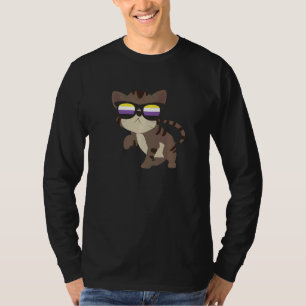 Nonbinary Flag Agender Sunglasses Cat Lgbt Non Bi T-Shirt