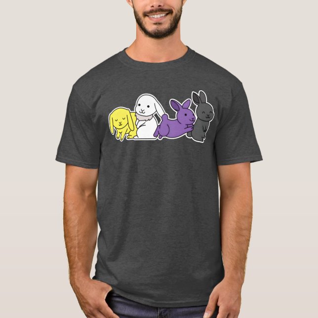 Nonbinary Flag Bunny Design for proud Enbys friend T-Shirt (Front)