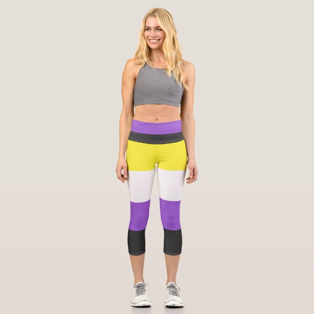 NonBinary Flag Capri Leggings (Front)