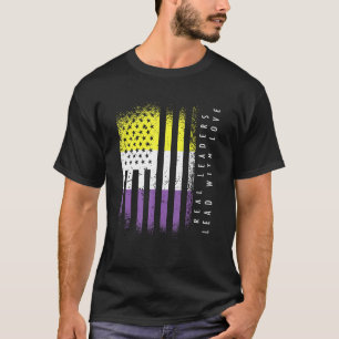 Nonbinary Flag Enby Real Leaders Lead With Love T-Shirt