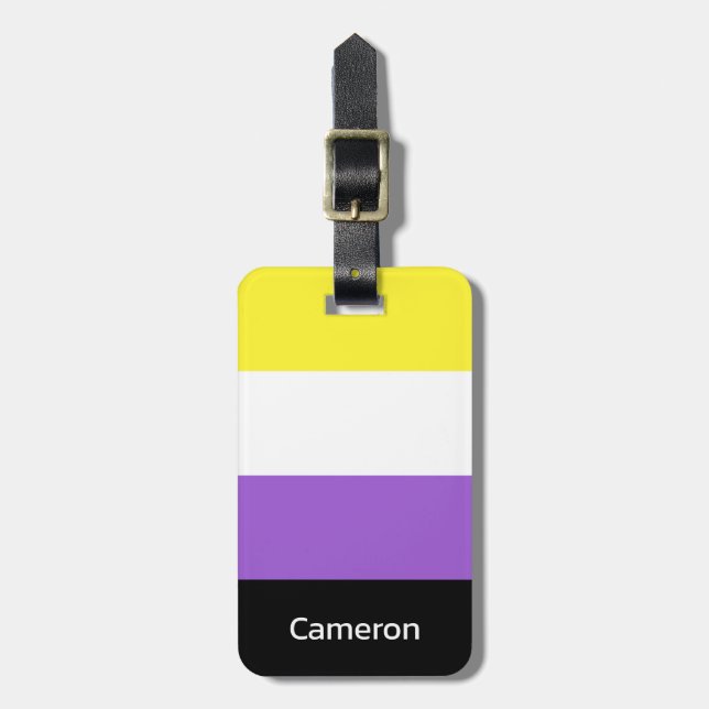 Nonbinary Flag LGBT Personalised Luggage Tag (Front Vertical)