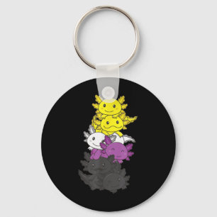 Nonbinary Flag Non Binary Pride Lgbtq Axolotl _1 Key Ring