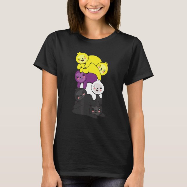 Nonbinary Flag Non Binary Pride Lgbtq Sloth T-Shirt (Front)