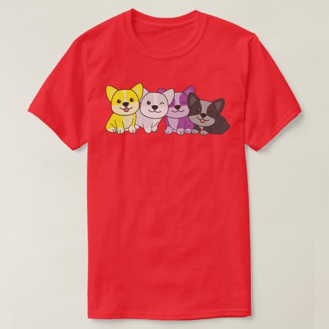 Nonbinary Flag Pride Lgbtq Dogs Nonbinary Corgi122 T-Shirt (Design Front)