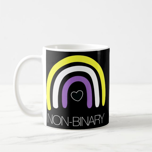 Nonbinary Flag Rainbow Enby Genderqueer Non Binary Coffee Mug (Left)