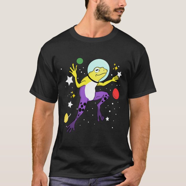 Nonbinary Frog In Space Nonbinary Pride T-Shirt (Front)