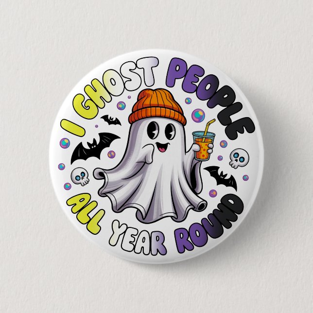 Nonbinary Funny Halloween – I Ghost People 6 Cm Round Badge (Front)