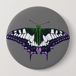 Nonbinary Genderqueer Pride Swallowtail Butterfly 10 Cm Round Badge