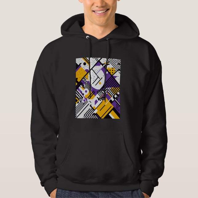 Nonbinary Geometric Using Flag Colours LGBTQ+ Hoodie (Front)