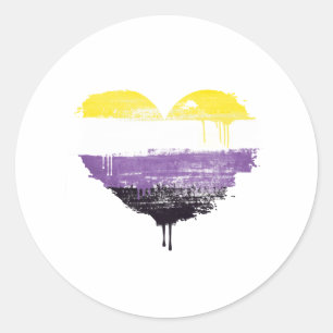 NONBINARY HEART CLASSIC ROUND STICKER