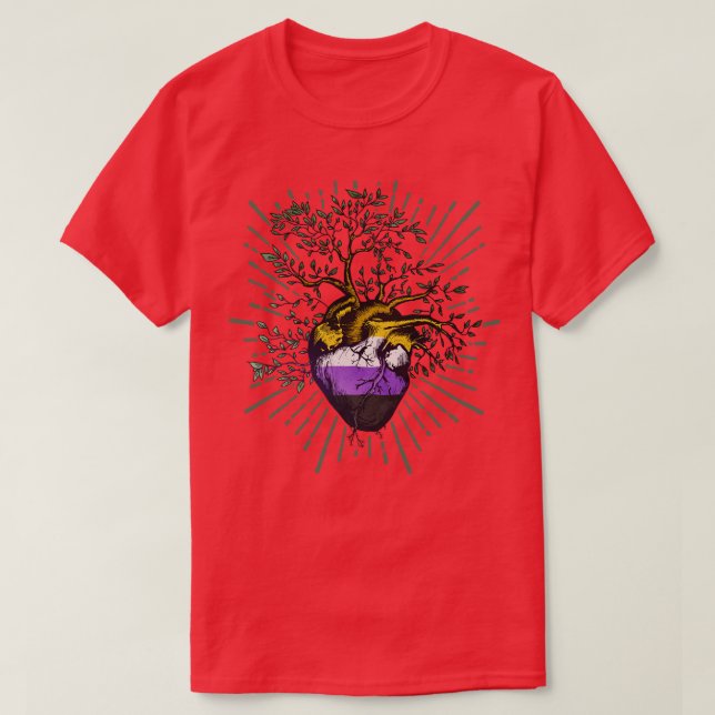 Nonbinary Heart Tree of Life T-Shirt (Design Front)