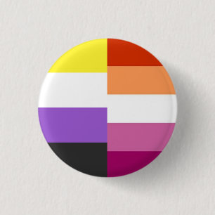 Nonbinary Lesbian 50-50% (both) flag mashup 3 Cm Round Badge