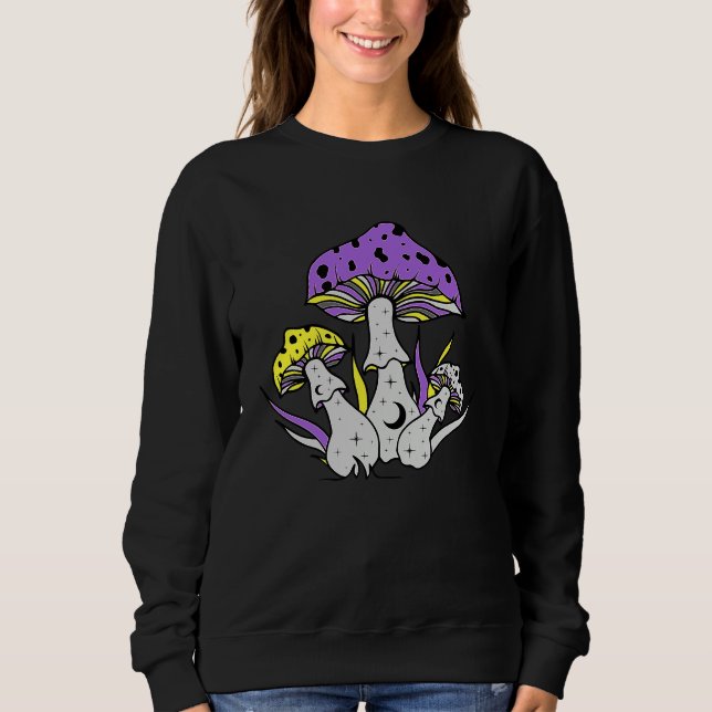 Nonbinary Mushroom LGBTQ Enby Pride NB LGBTQ LGBT Sweatshirt (Front)