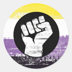 Nonbinary Painted Protest Flag Classic Round Sticker
