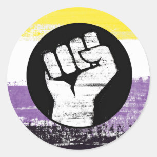 Nonbinary Painted Protest Flag Classic Round Sticker