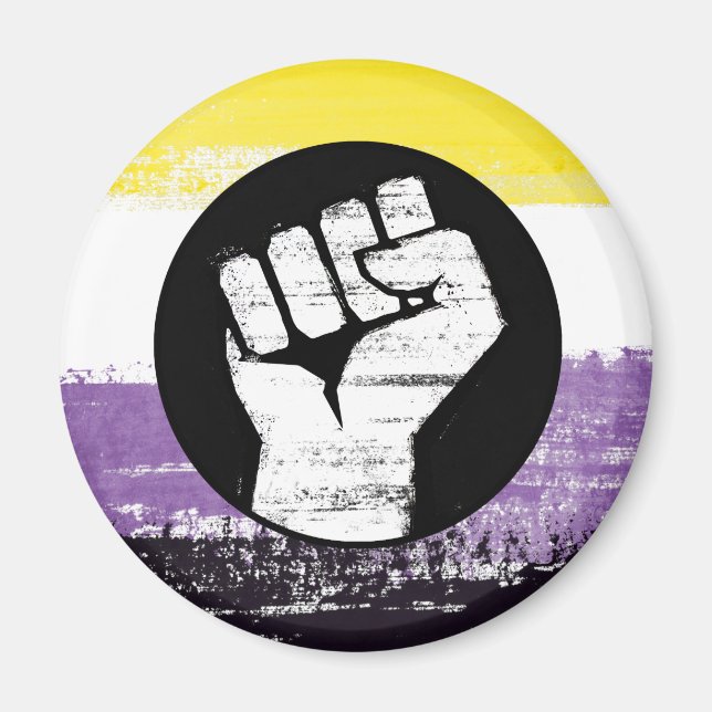 Nonbinary Painted Protest Flag Magnet (Front)