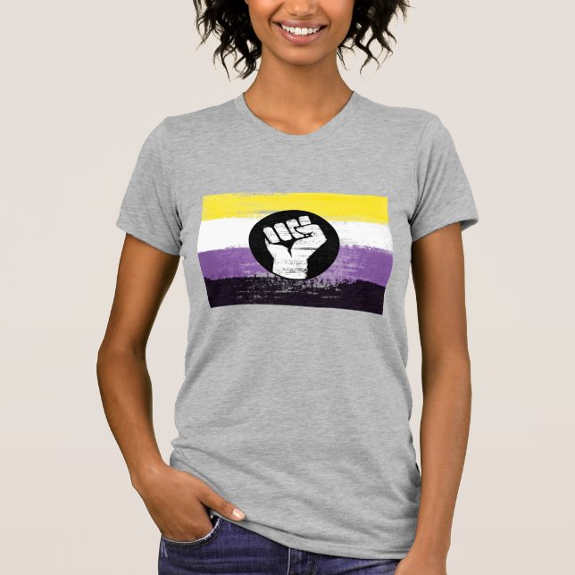 Nonbinary Painted Protest Flag T-Shirt (Front)