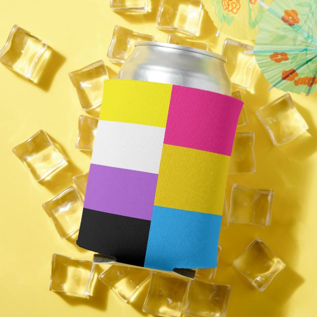 Nonbinary Pansexual Dual Pride Flag Can Cooler (In Situ Summer)