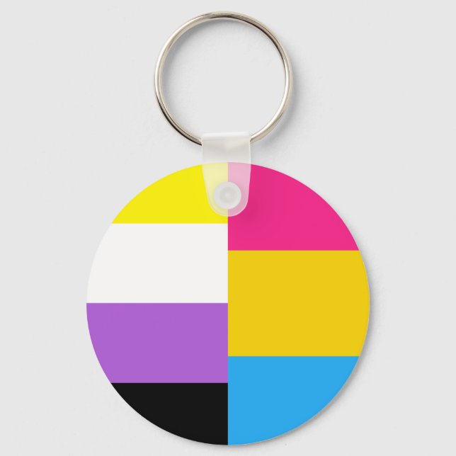 Nonbinary Pansexual Dual Pride Flag Key Ring (Front)