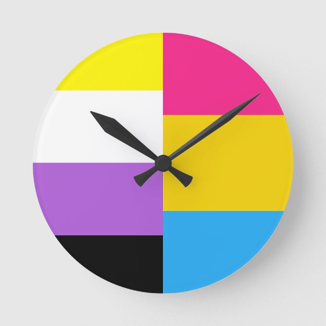 Nonbinary Pansexual Dual Pride Flag Round Clock (Front)