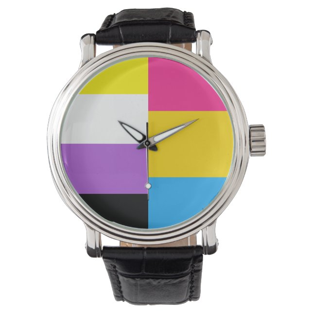 Nonbinary Pansexual Dual Pride Flag Watch (Front)