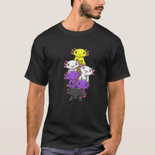 Nonbinary Pride And Genderqueer Axolotl Pile T-Shirt