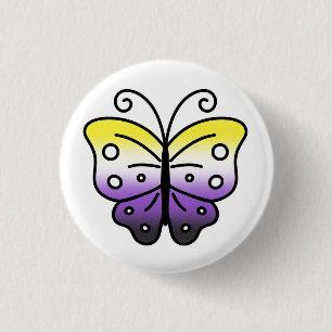 Nonbinary Pride Butterfly Pin Badge