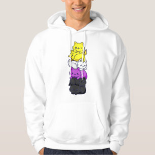 Nonbinary Pride Cat LGBT Non Binary Flag Cute Cats Hoodie