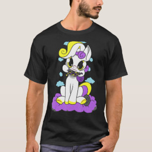 Nonbinary Pride Cute Unicorn Clouds Nonbinary Flag T-Shirt