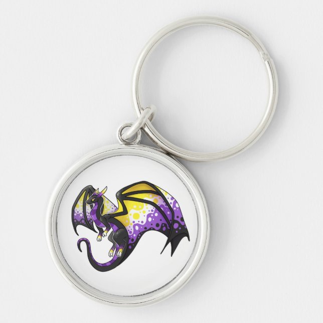 Nonbinary Pride Dragon Key Ring (Front)