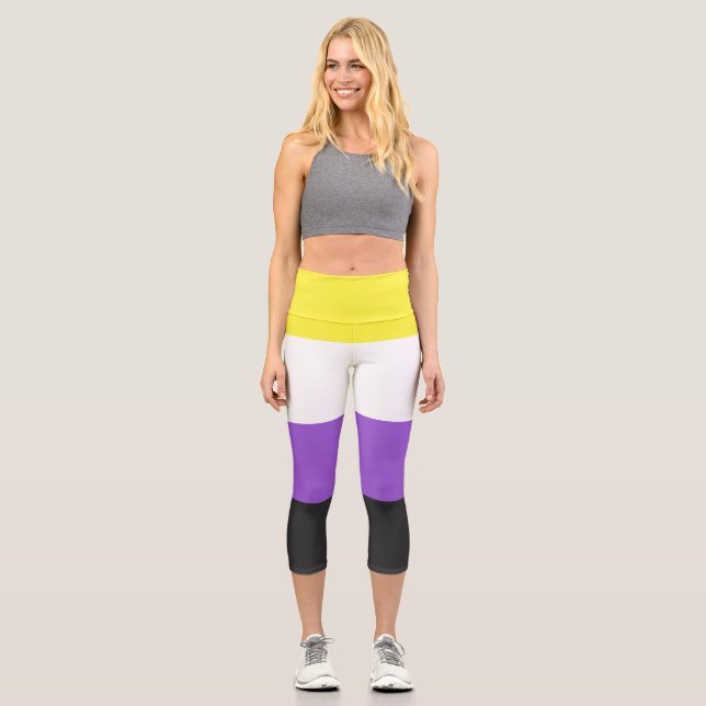 Nonbinary Pride Flag Capri Leggings (Front)