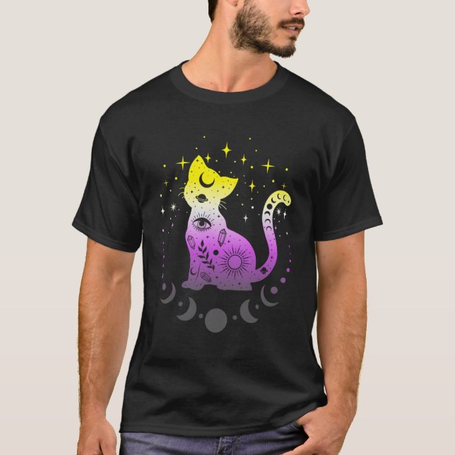 Nonbinary Pride Flag Colours Non-Binary Astronomy  T-Shirt (Front)