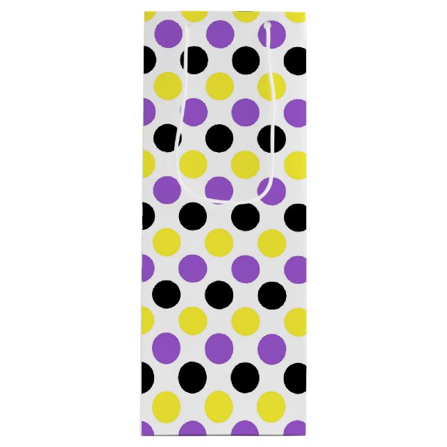 Nonbinary Pride Flag Colours Polkadots Wine Gift Bag (Front)