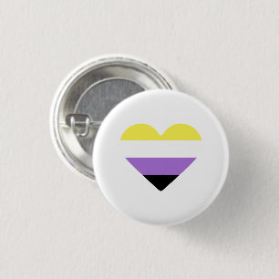 Nonbinary Pride Flag Heart 3 Cm Round Badge