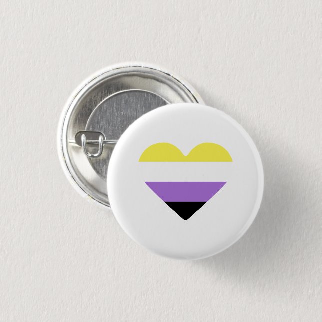 Nonbinary Pride Flag Heart 3 Cm Round Badge (Front & Back)
