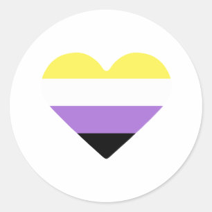 Nonbinary Pride Flag Heart Classic Round Sticker