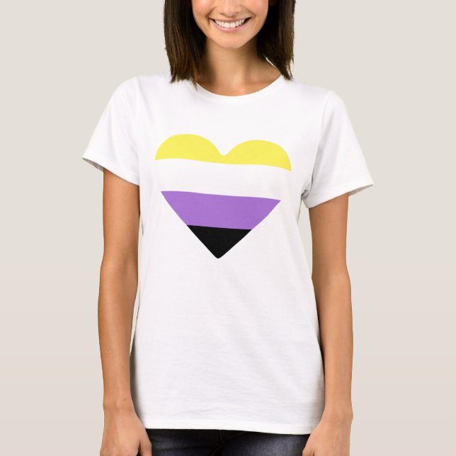 Nonbinary Pride Flag Heart T-Shirt (Front)