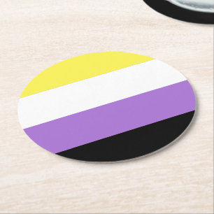 Nonbinary Pride Flag Round Paper Coaster