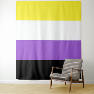 Nonbinary Pride Flag Vertical Tapestry