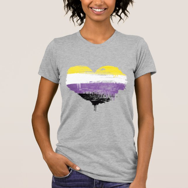 Nonbinary Pride Heart T-Shirt (Front)