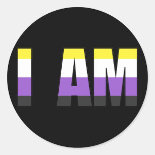 NonBinary Pride I AM Classic Round Sticker
